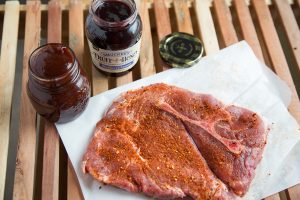 Blueberry-Bourbon Barbecue Pork Steaks - Chef Dennis