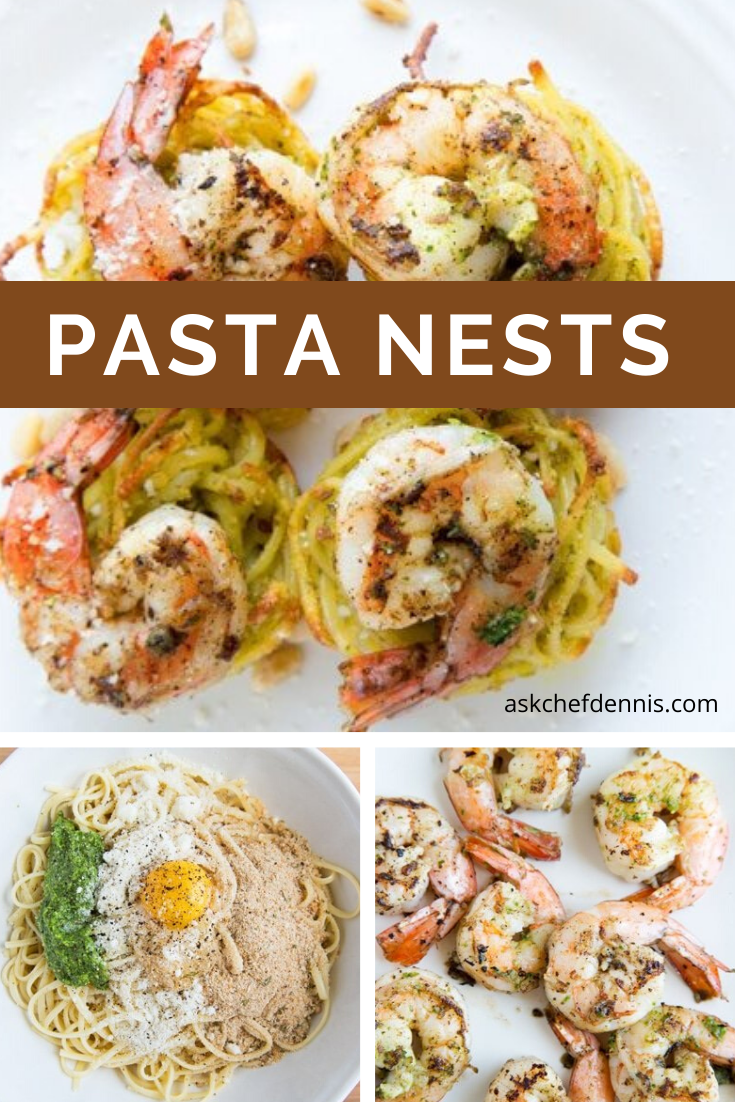 Pasta Nests with Pan Seared Shrimp Recipe - Chef Dennis