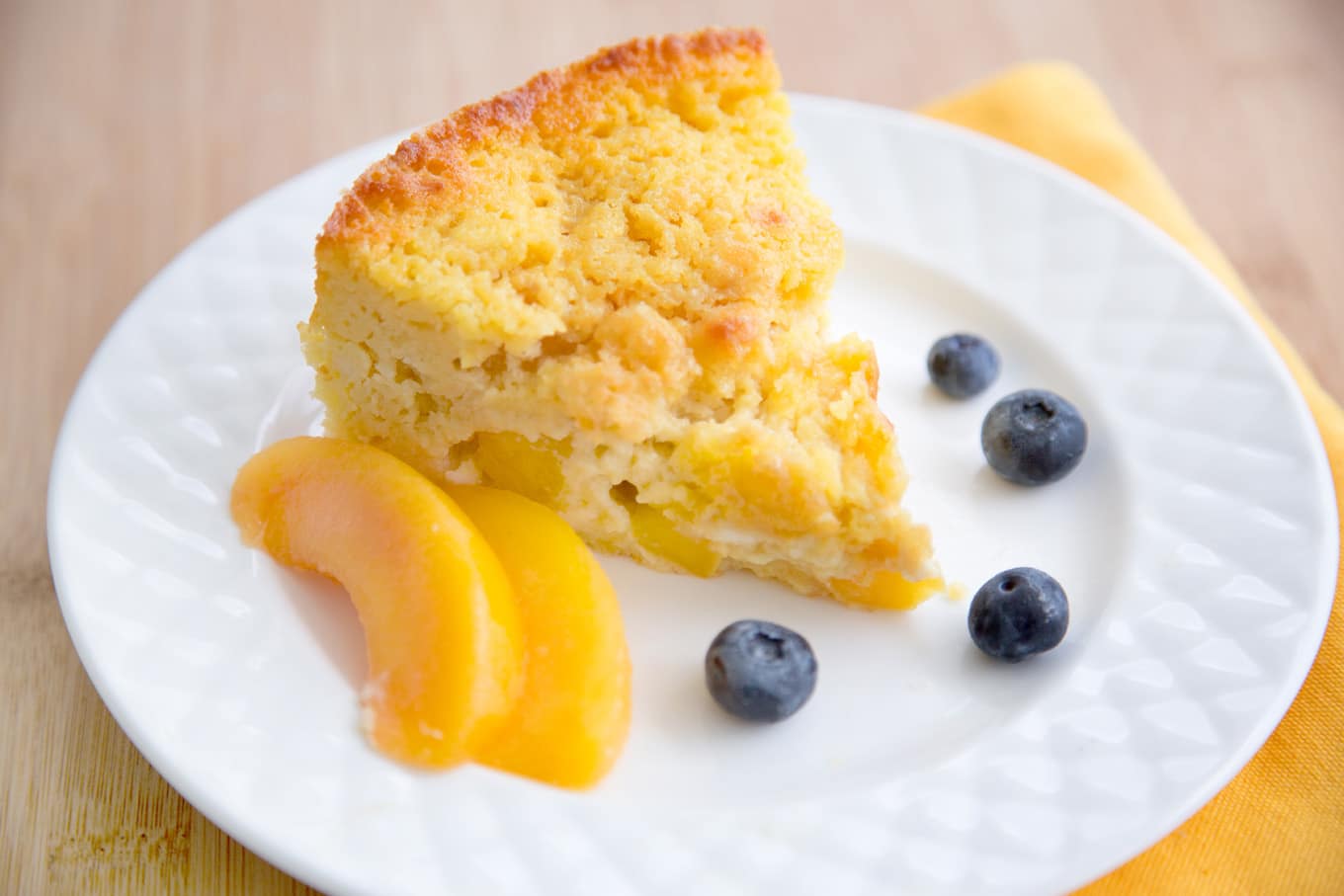 peaches and cream cottage cheese breakfast cake 2