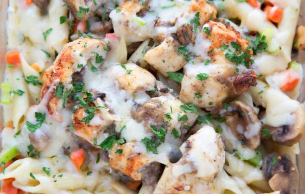 Chicken and Mushroom Pasta Bake Recipe - Chef Dennis