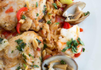Chicken and Shrimp Orzo Paella Recipe - Chef Dennis