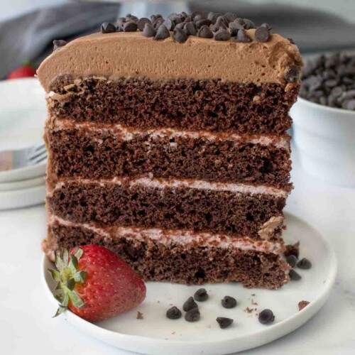 Chocolate Cake with Strawberry Mousse Filling - Chef Dennis