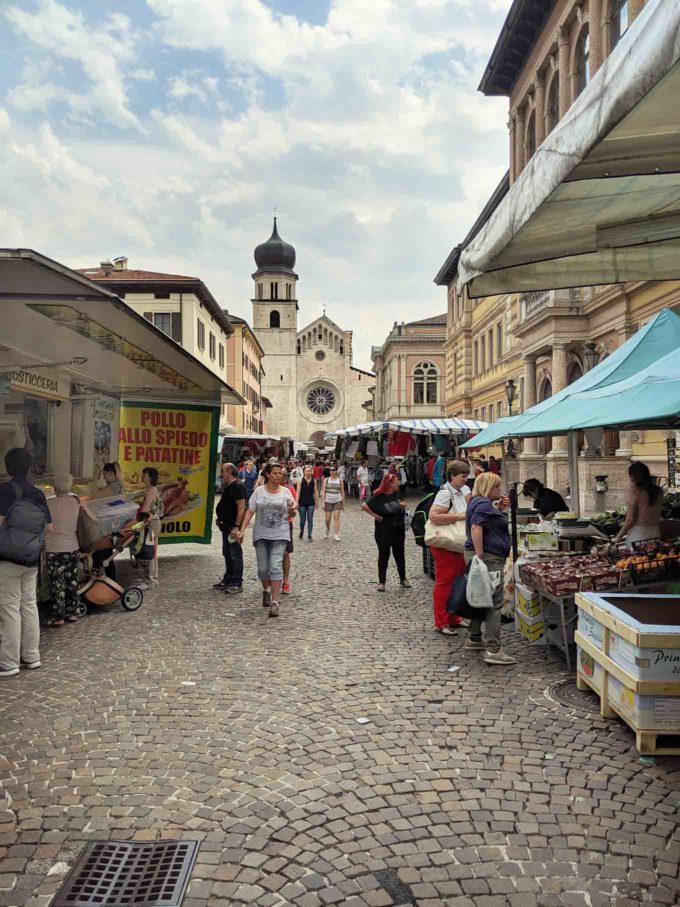 weekly market in Trento Italy