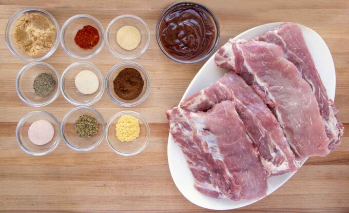 Ingredients to make baby back ribs 