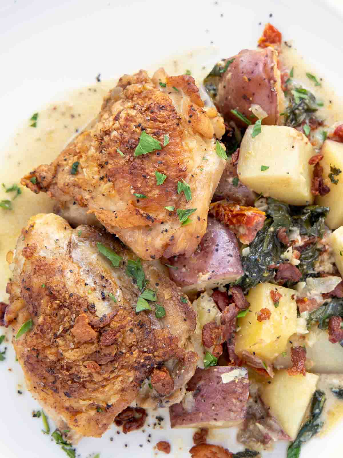 Rustic Creamy Tuscan Chicken and Potatoes