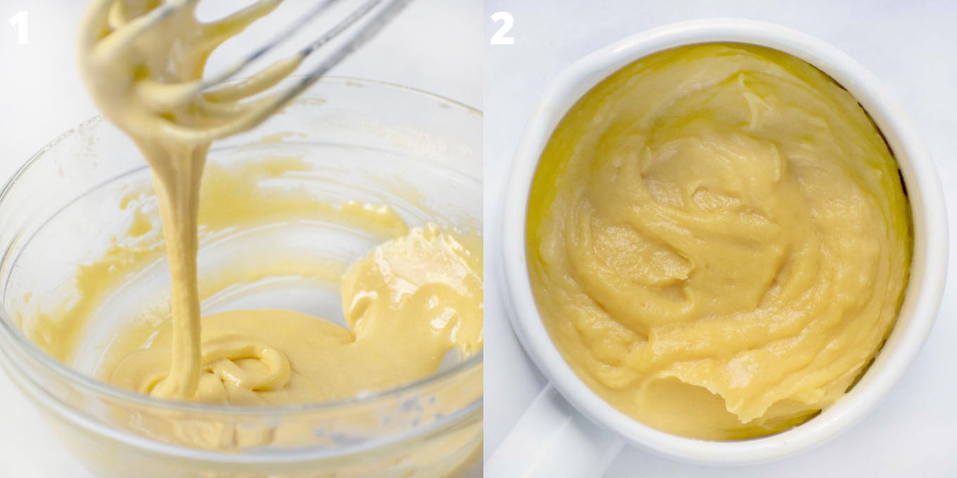 Two images showing pastry cream process. 