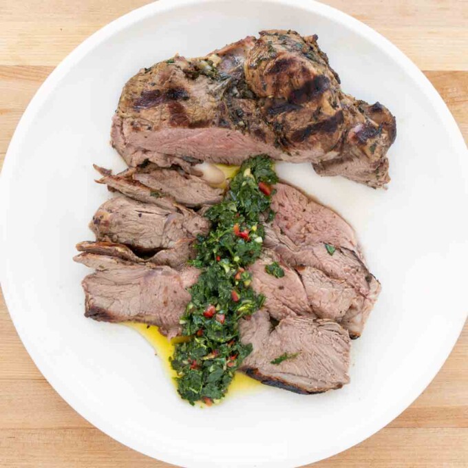 Grilled Boneless Leg Of Lamb With Chimichurri Sauce Chef Dennis