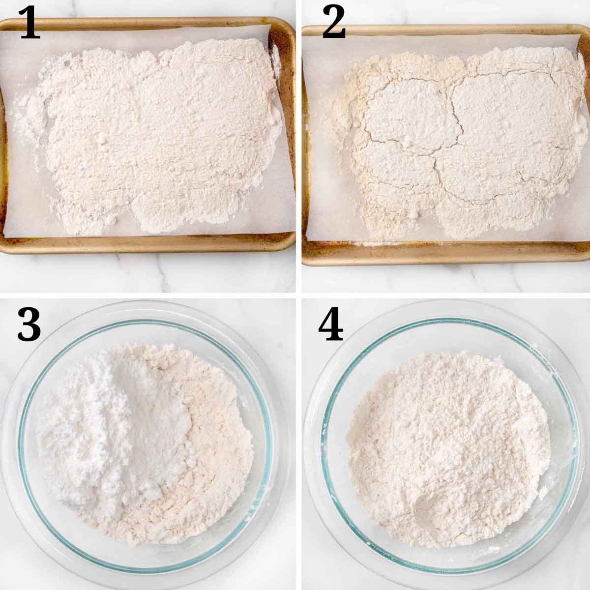 Collage showing how to begin the crumble topping.