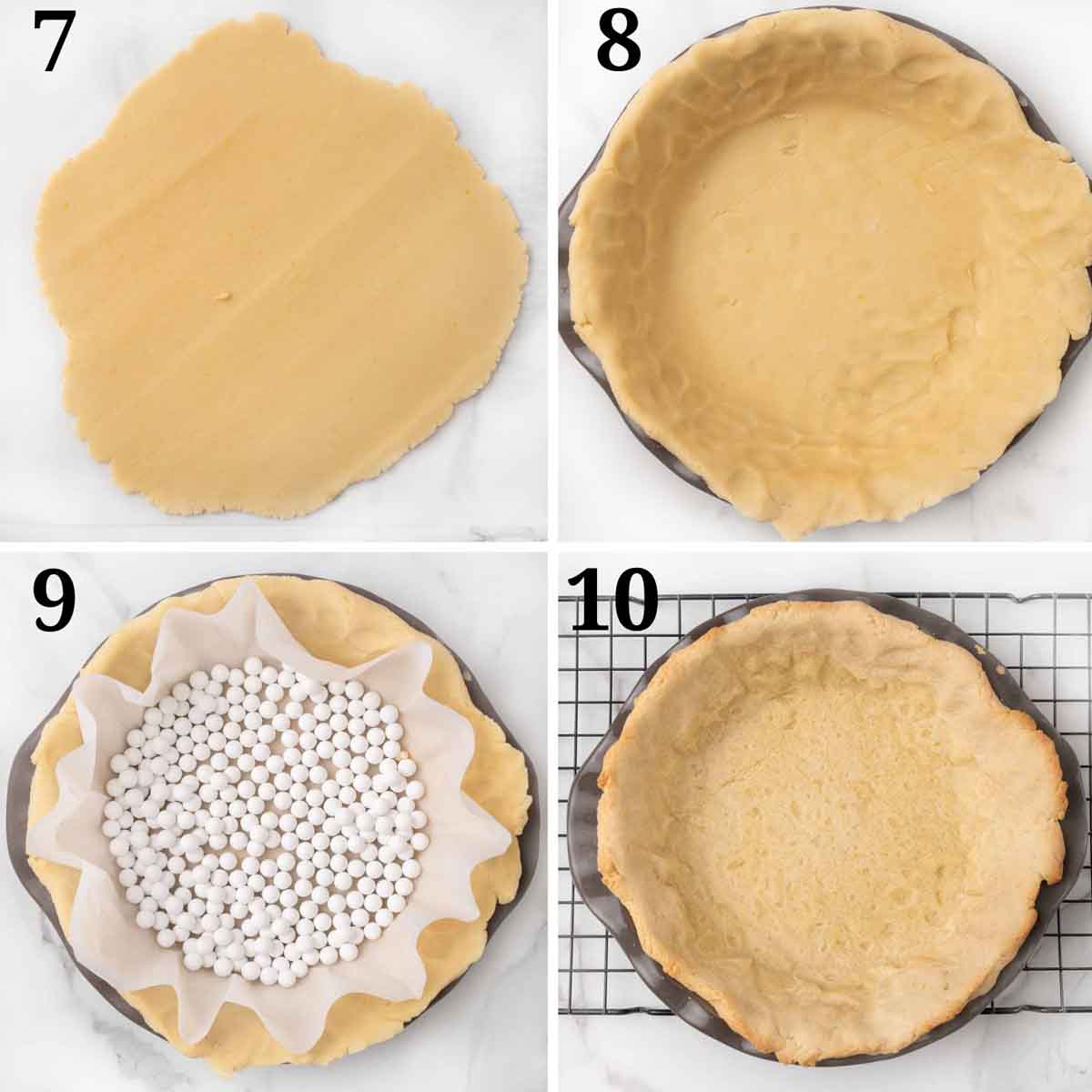 Collage showing how to finish crust.