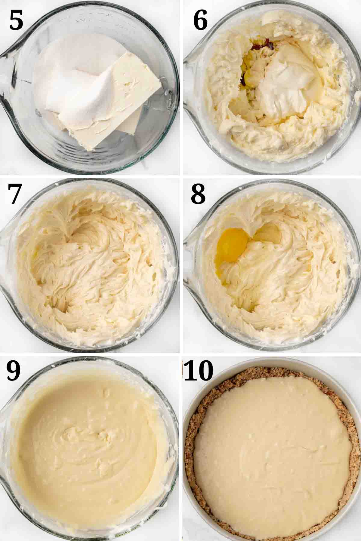 Collage showing how to begin the cheesecake