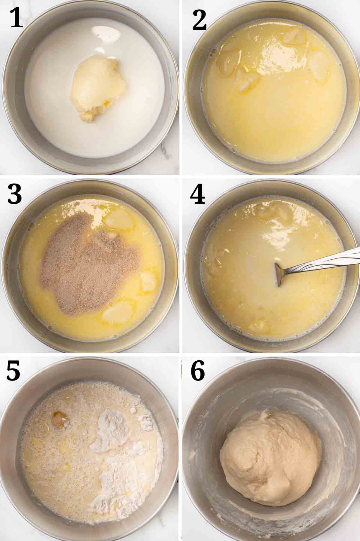 Collage showing how to make the dough.