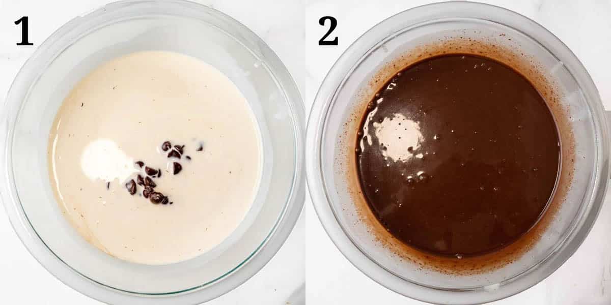 collage showing how to make ganache.