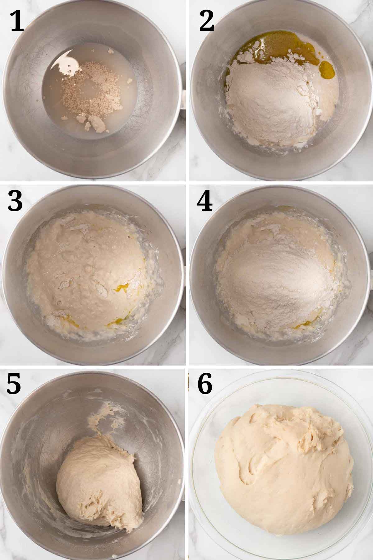 Collage showing how to make the dough.