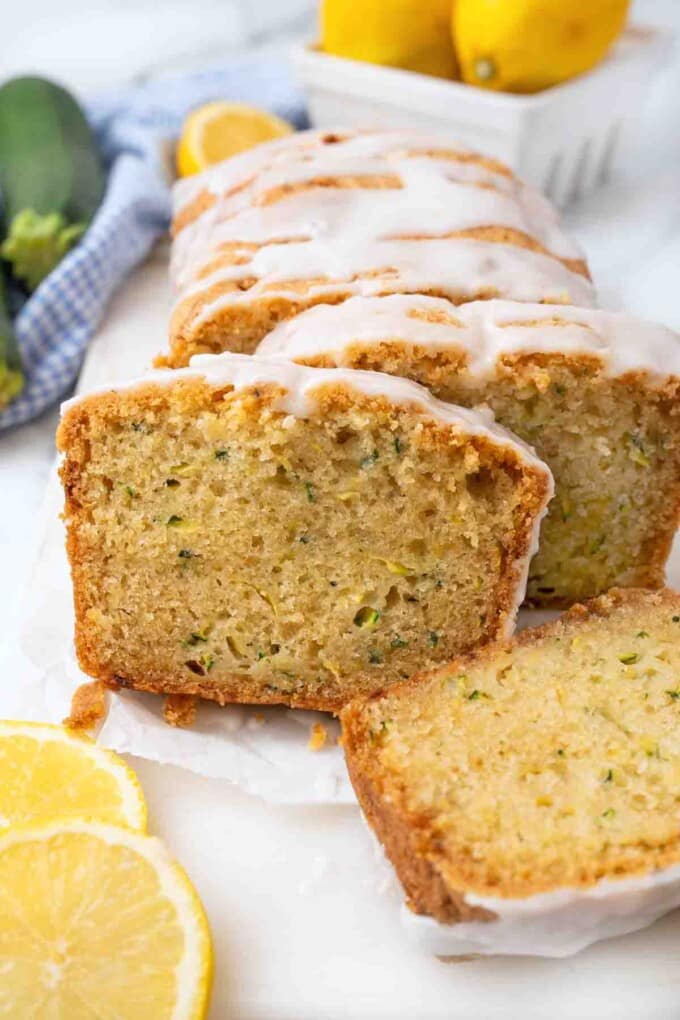 Whole Lemon Zucchini Bread sliced.