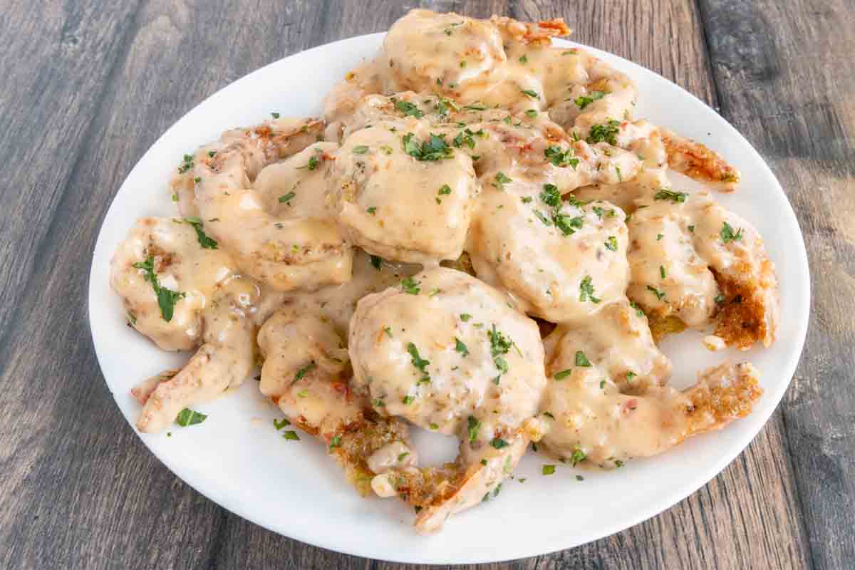 Bang Bang Shrimp on a white plate.