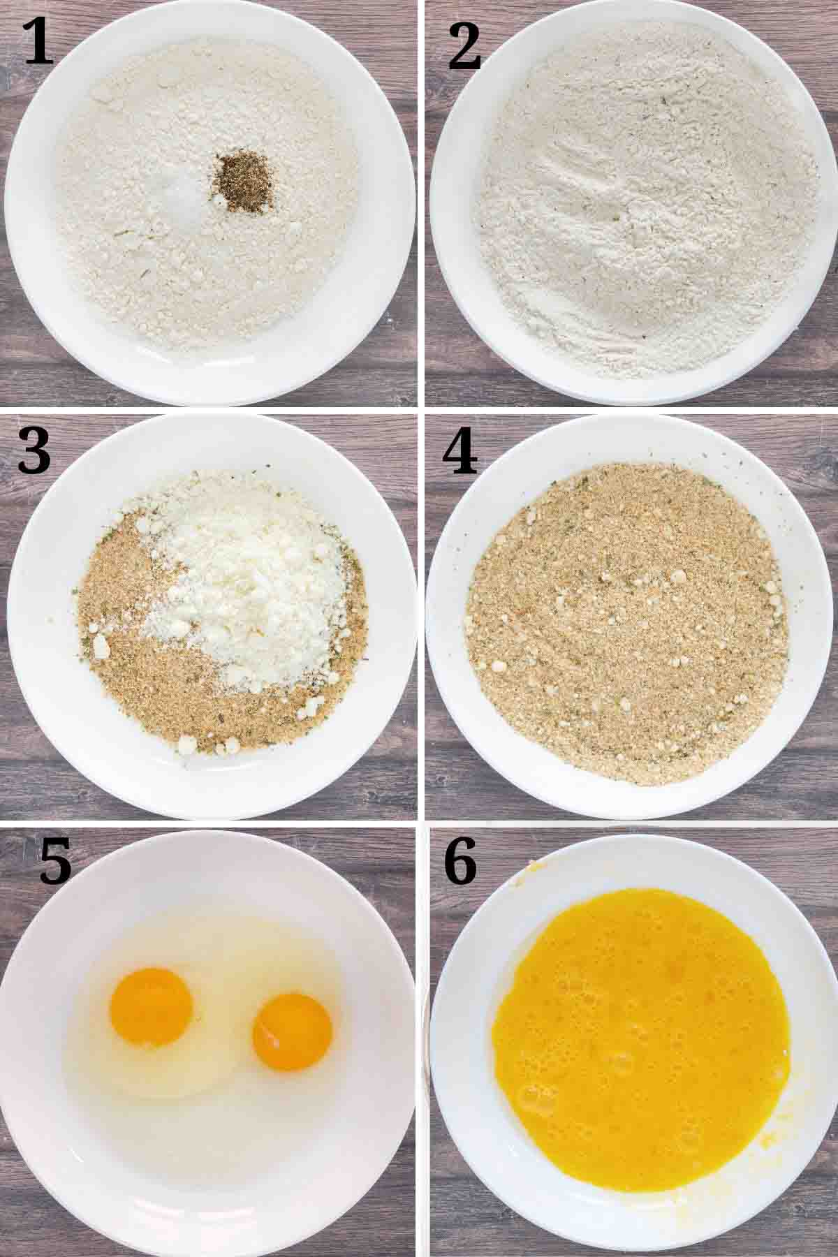 Collage showing how to set up the breading station.